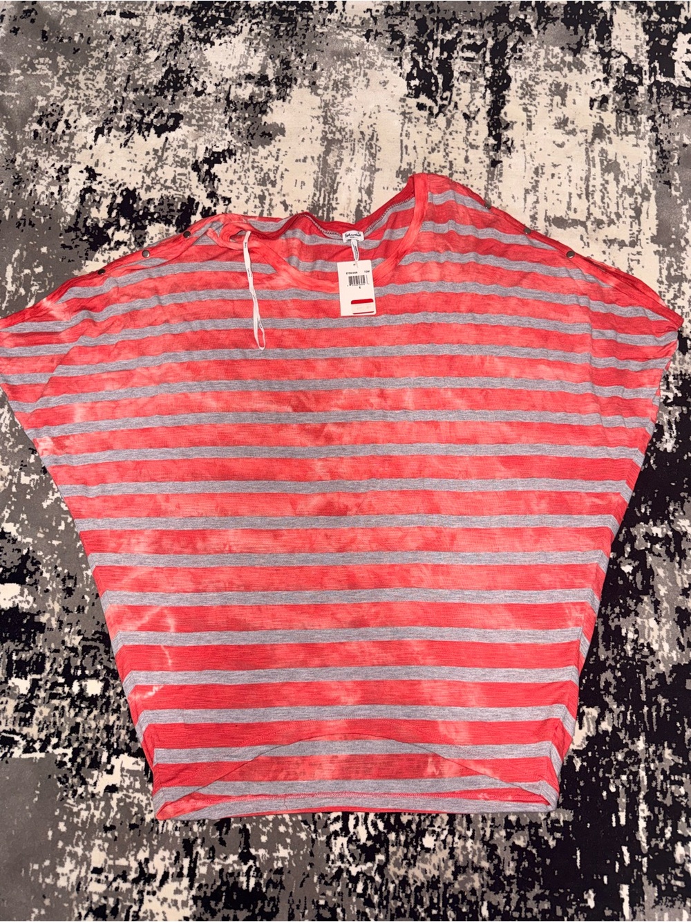 Splendid Coral and Gray Striped Dolman Top